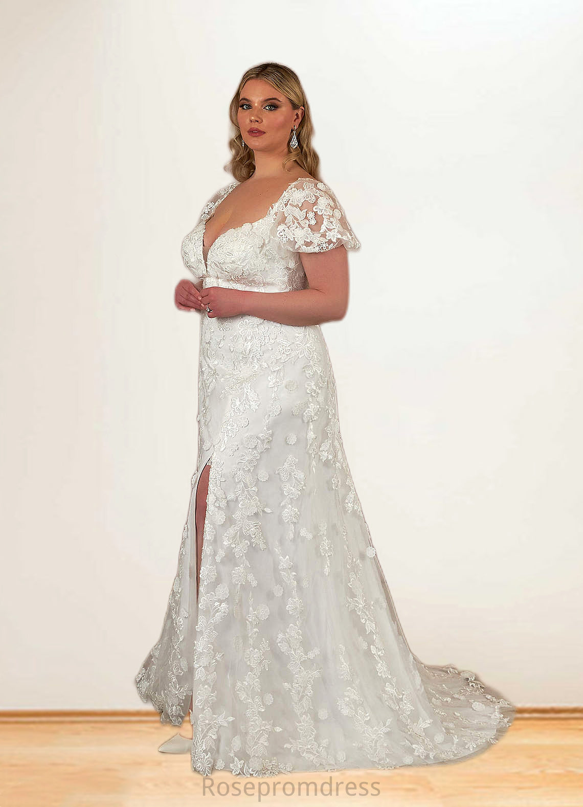 Sara A-Line Lace Sweep Train Dress SRSP0020025