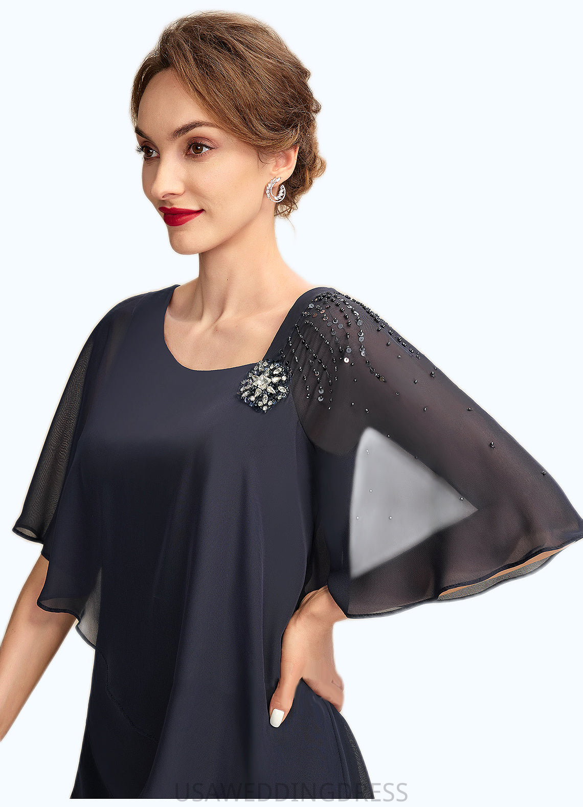 Zoe Jumpsuit/Pantsuit V-neck Floor-Length Chiffon Mother of the Bride Dress With Beading Sequins Cascading Ruffles DS126P0015011