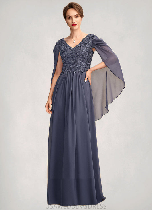 Kathleen A-Line V-neck Floor-Length Chiffon Lace Mother of the Bride Dress With Beading Sequins DS126P0015022