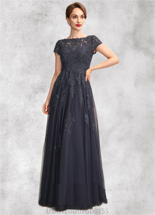Gertie A-Line Scoop Neck Floor-Length Tulle Lace Mother of the Bride Dress With Beading DS126P0015029