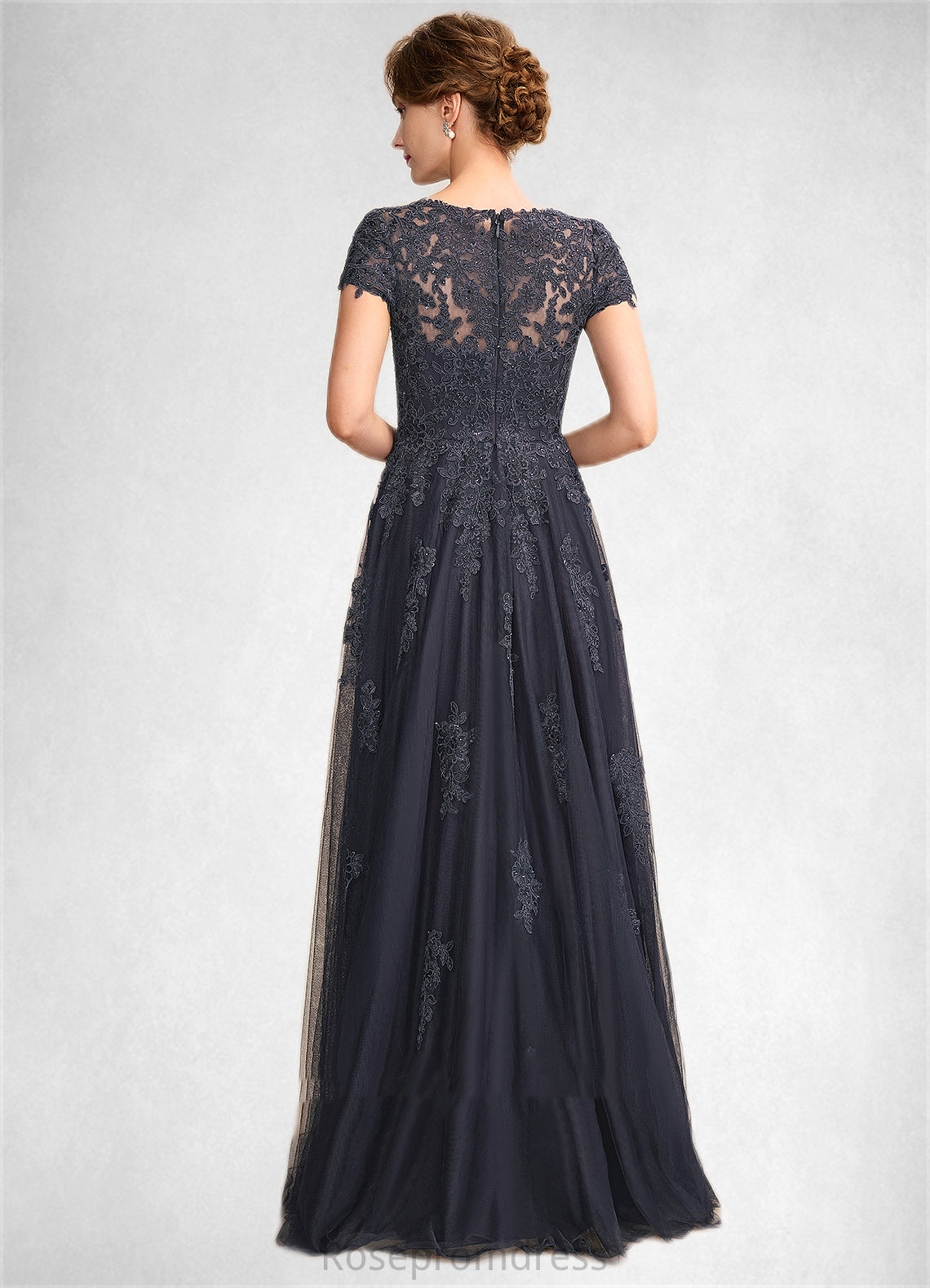 Jasmine A-Line Scoop Neck Floor-Length Tulle Lace Mother of the Bride Dress With Beading SRS126P0015029