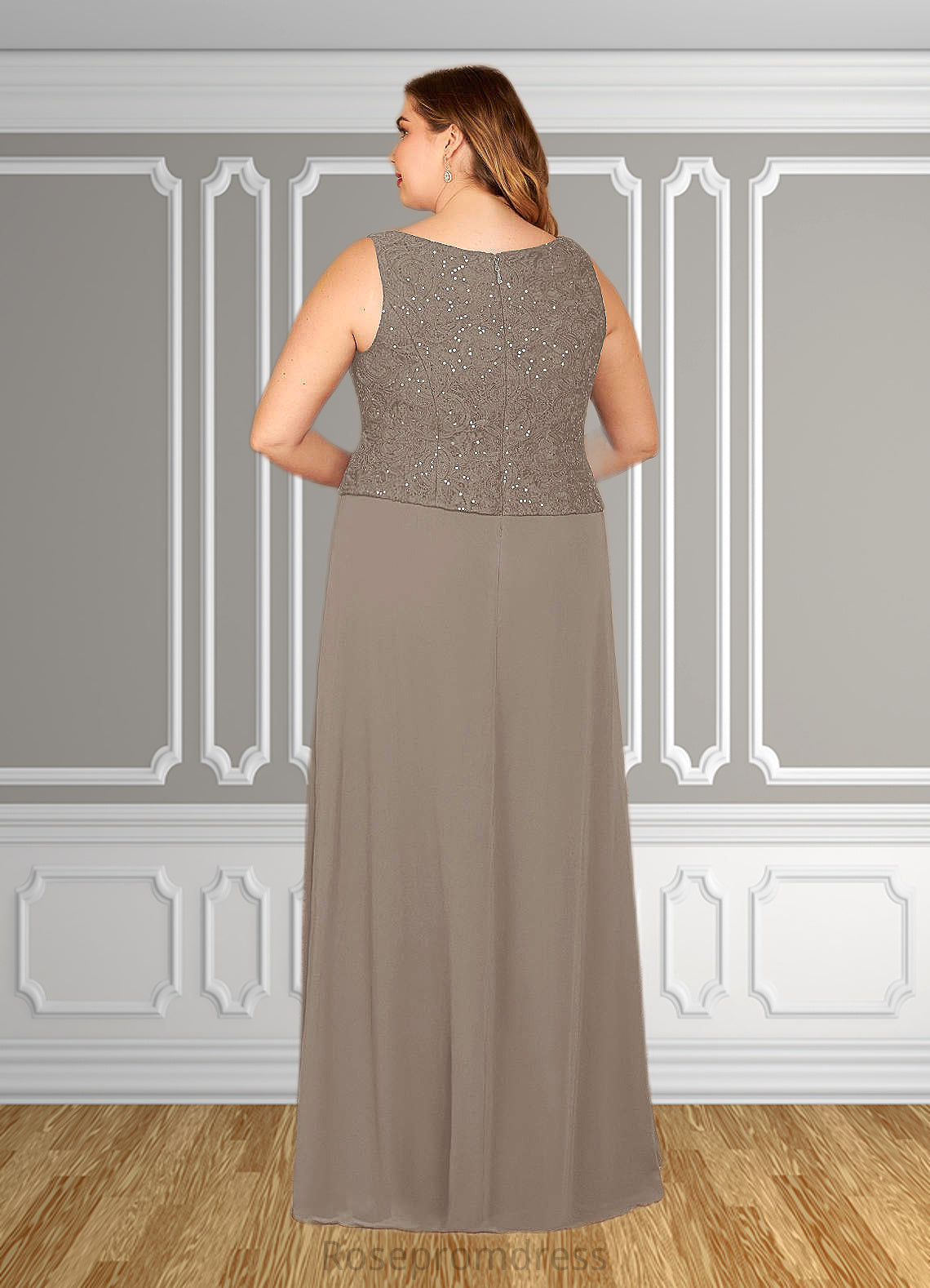 Rhianna Sheath Sequins Lace Floor-Length Dress SRSP0019861