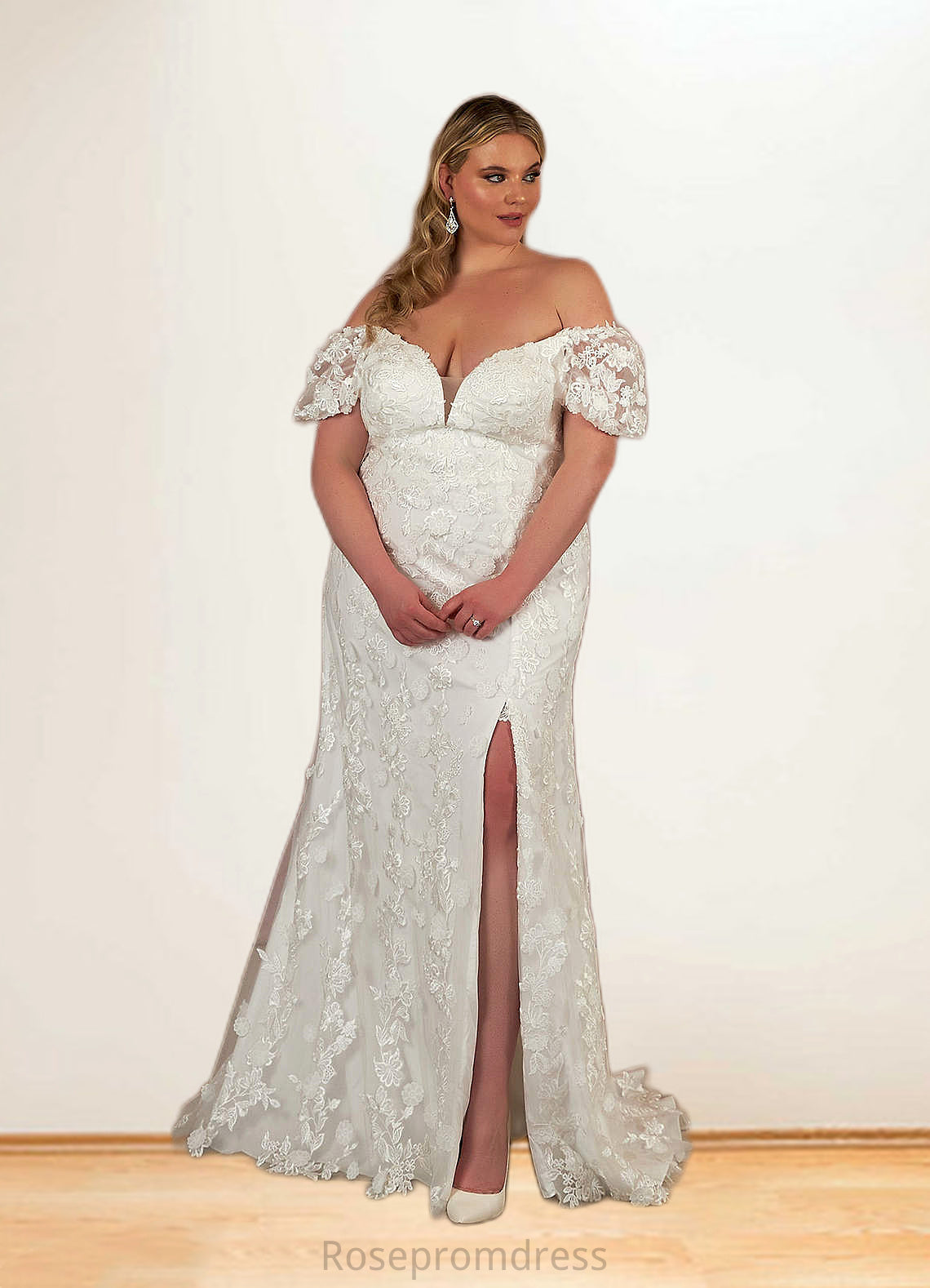 Sara A-Line Lace Sweep Train Dress SRSP0020025