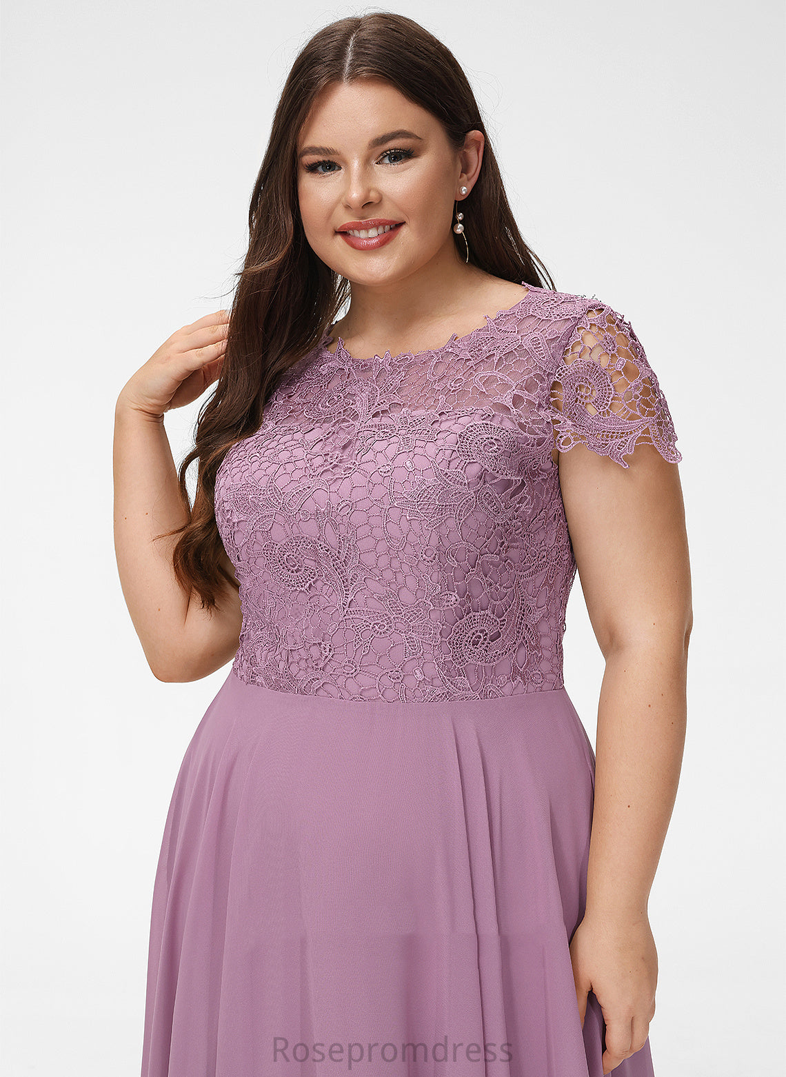 Length Floor-Length Fabric Straps&Sleeves Scoop Lace Silhouette A-Line Neckline Princess Bridesmaid Dresses