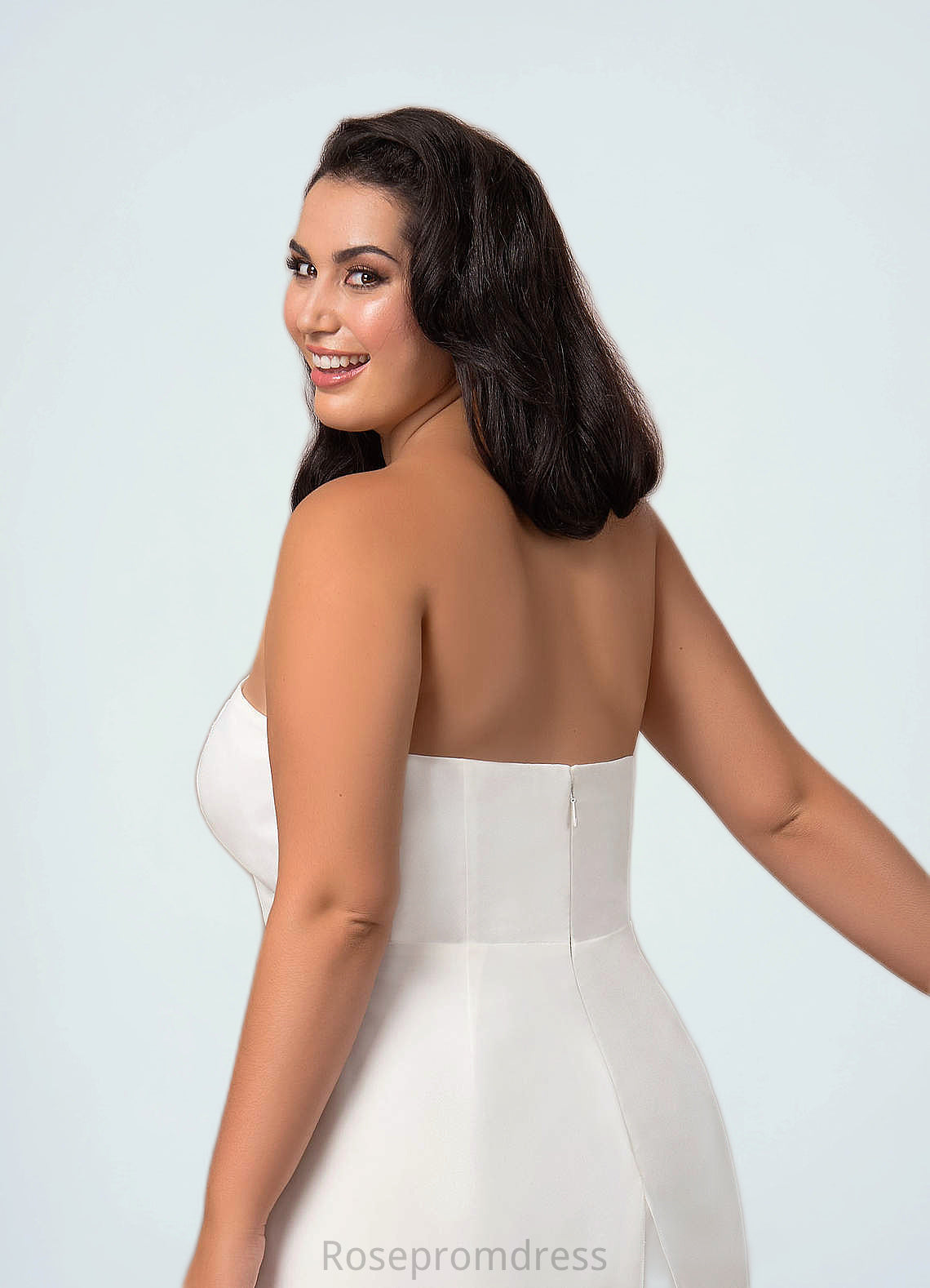 Marie Strapless Sweetheart Neckline Chiffon Jumpsuit Diamond White SRSP0020064