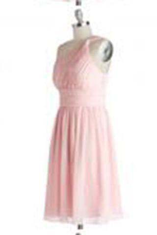 Simple Dress A-line One-shoulder Pink Chiffon Bridesmaid Dresses Reception Dresses RS473