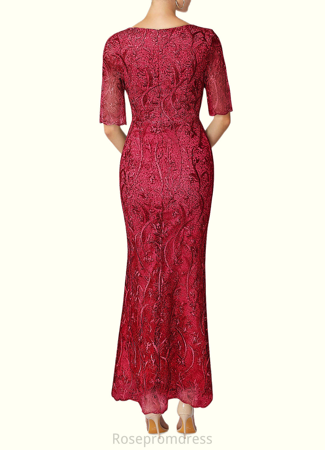 Stephanie Mermaid Sequins Lace Ballerina Length Dress SRSP0019890