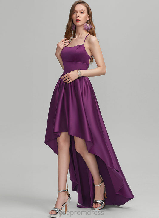 Satin Ball-Gown/Princess Square Prom Dresses Neckline Asymmetrical Heaven