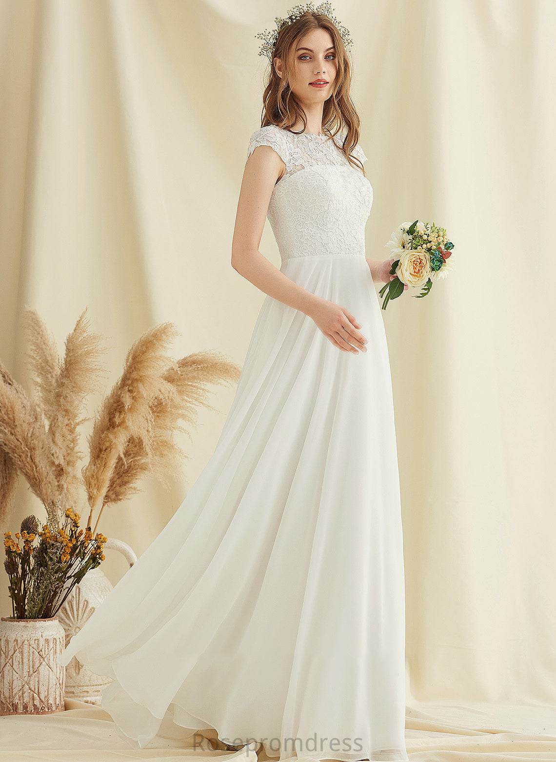Lace A-Line Chiffon Alexa Wedding Dresses Floor-Length Dress Wedding
