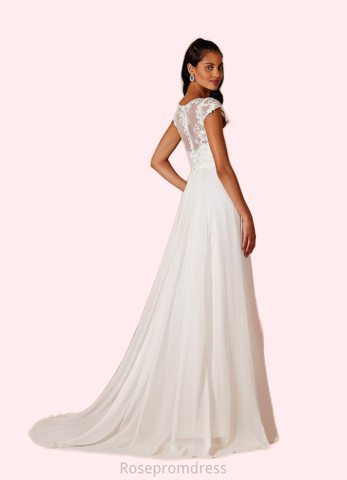 Litzy A-Line Sequins Chiffon Chapel Train Dress SRSP0020044