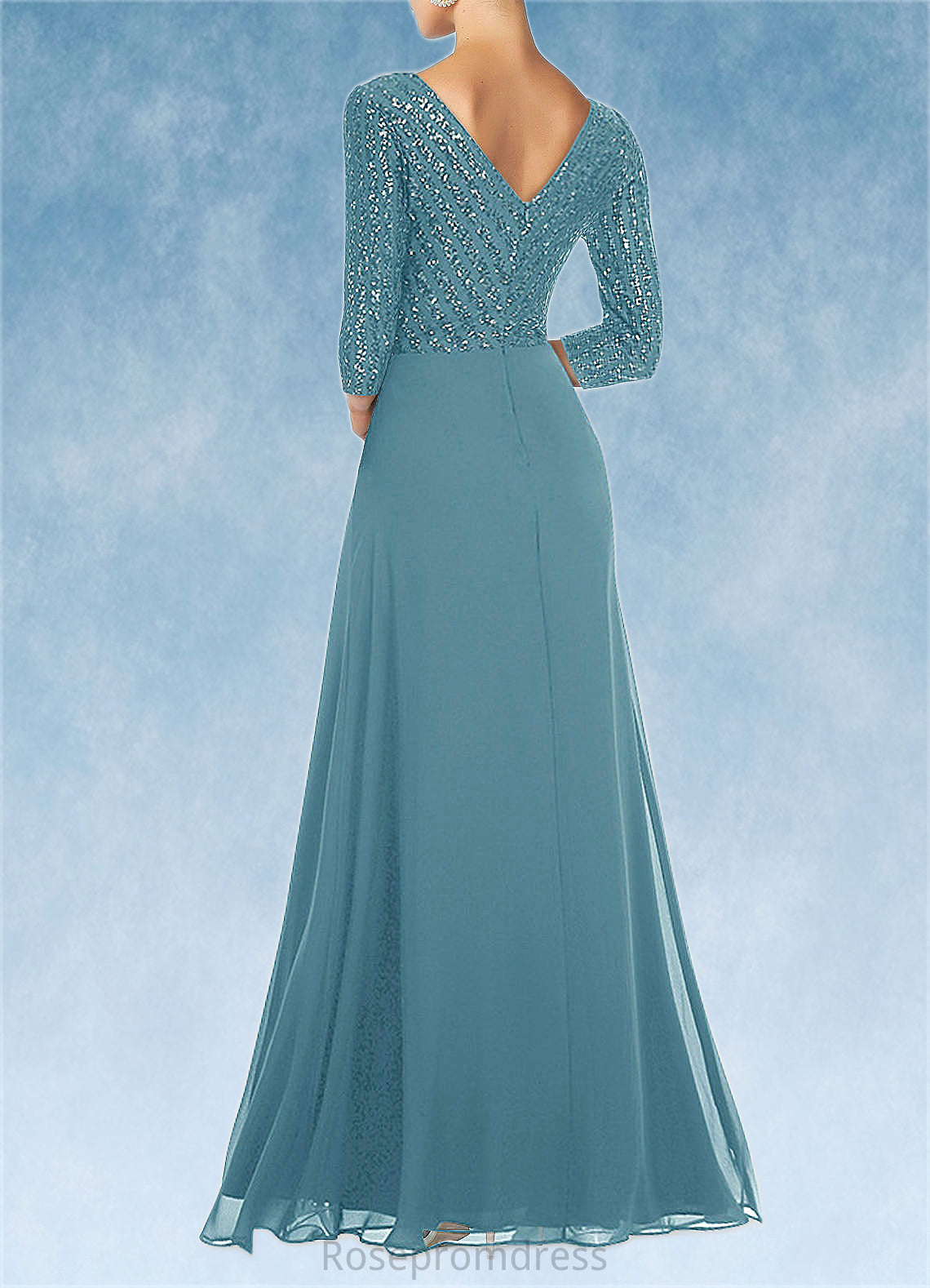 Regina A-Line Sequins Chiffon Floor-Length Dress SRSP0019887