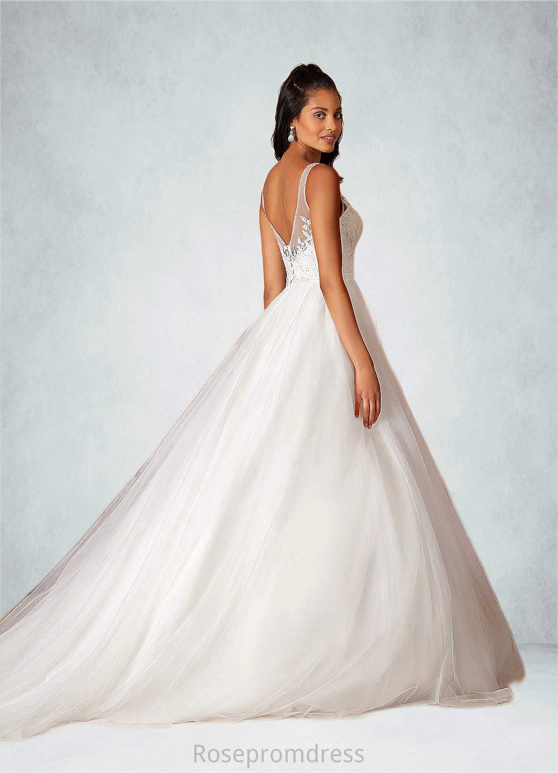 Tiara A-Line Sequins Tulle Chapel Train Dress SRSP0020100