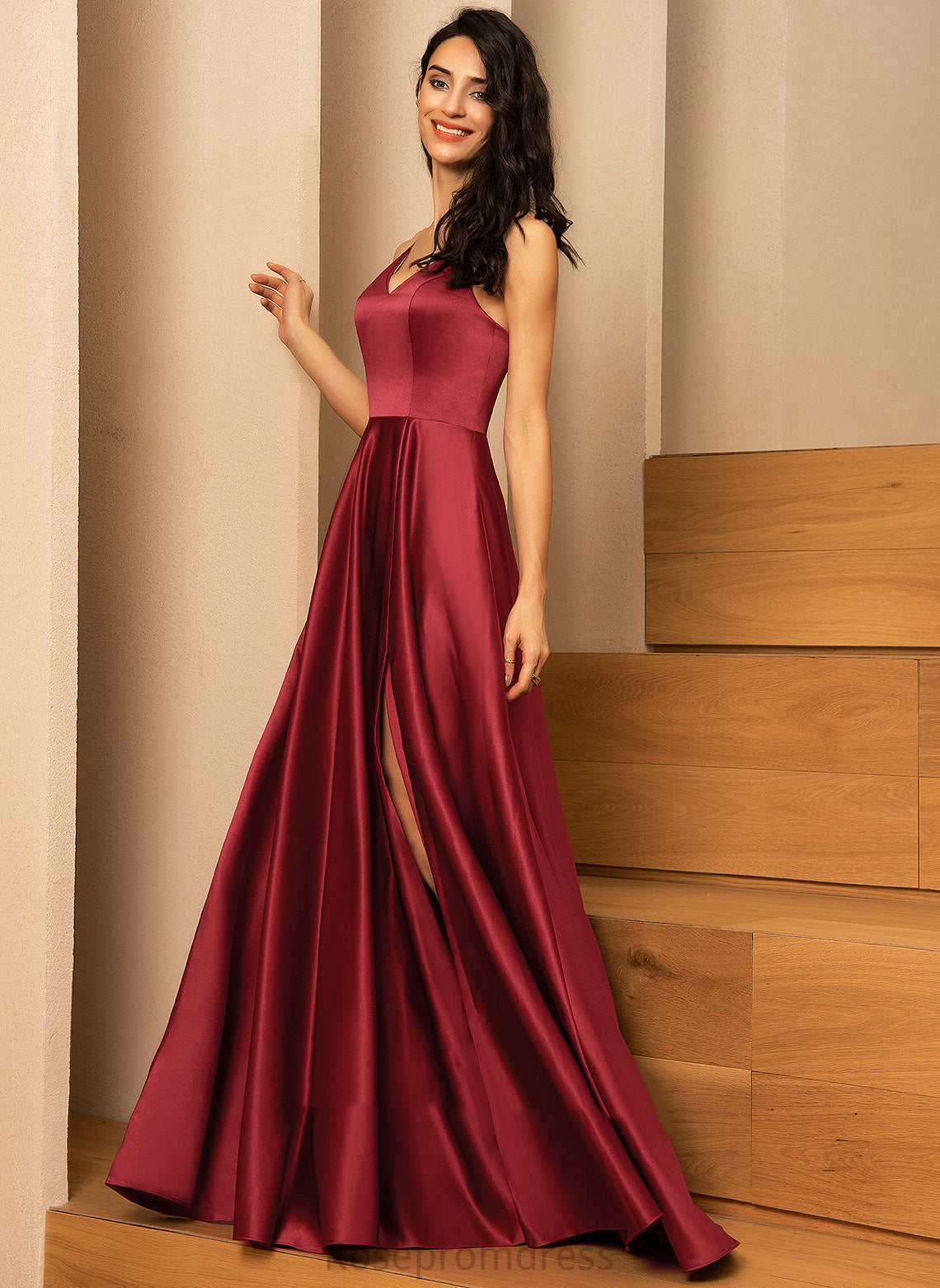 Satin V-neck Straps&Sleeves Neckline Silhouette Fabric A-Line Length Floor-Length Judy Off The Shoulder Floor Length Bridesmaid Dresses