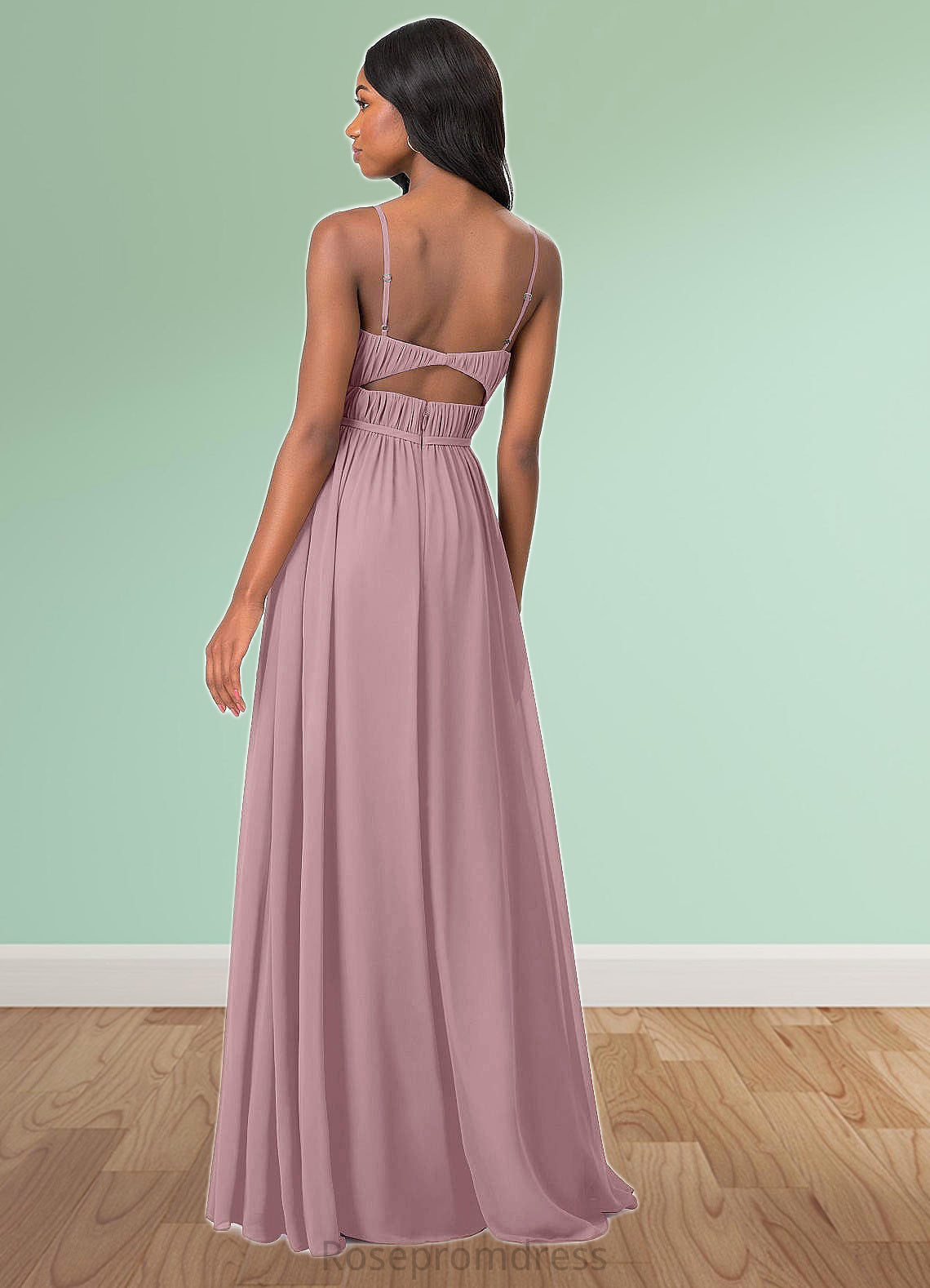 Emily A-Line Pleated Chiffon Floor-Length Dress SRSP0019644