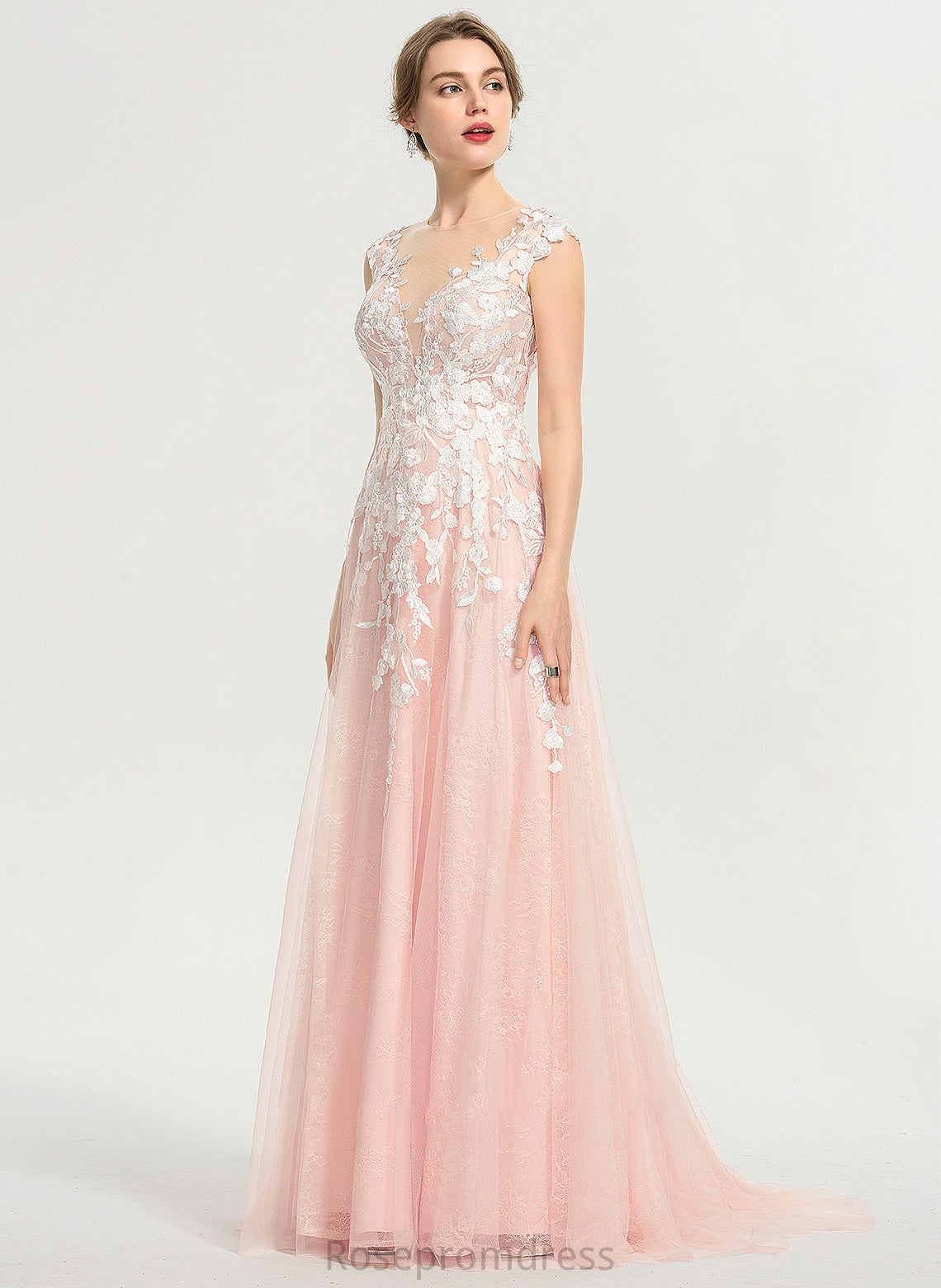 Dress A-Line Neck Wedding Scoop Wedding Dresses Nell Sweep Train Tulle
