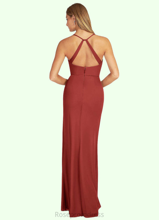 Sara Sheath Pleated Mesh Floor-Length Dress SRSP0019694