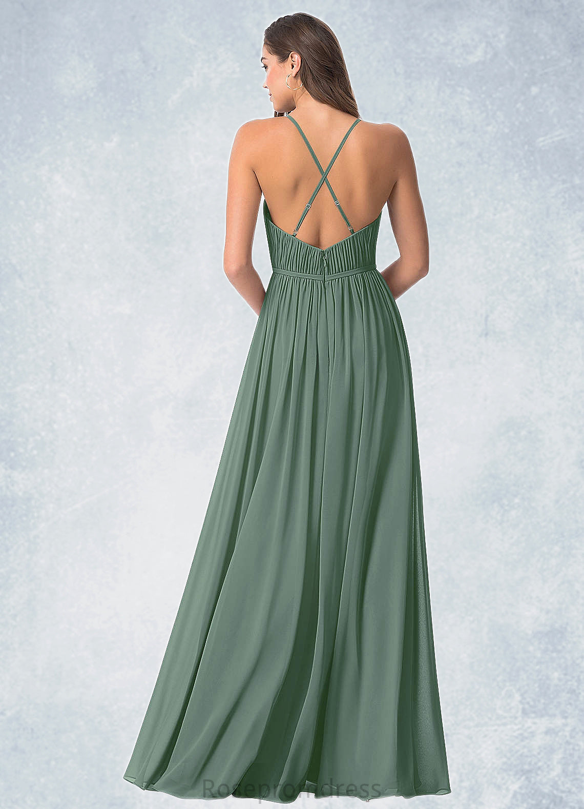 Ruby A-Line Pleated Chiffon Floor-Length Dress SRSP0019728