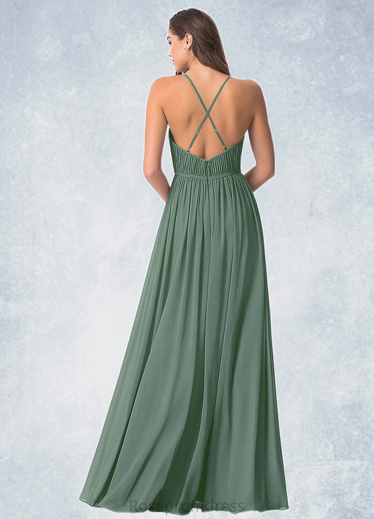 Ruby A-Line Pleated Chiffon Floor-Length Dress SRSP0019728