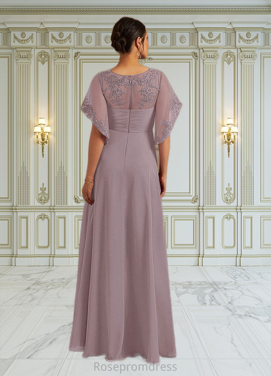 Peyton A-Line Sequins Lace Floor-Length Dress SRSP0019941