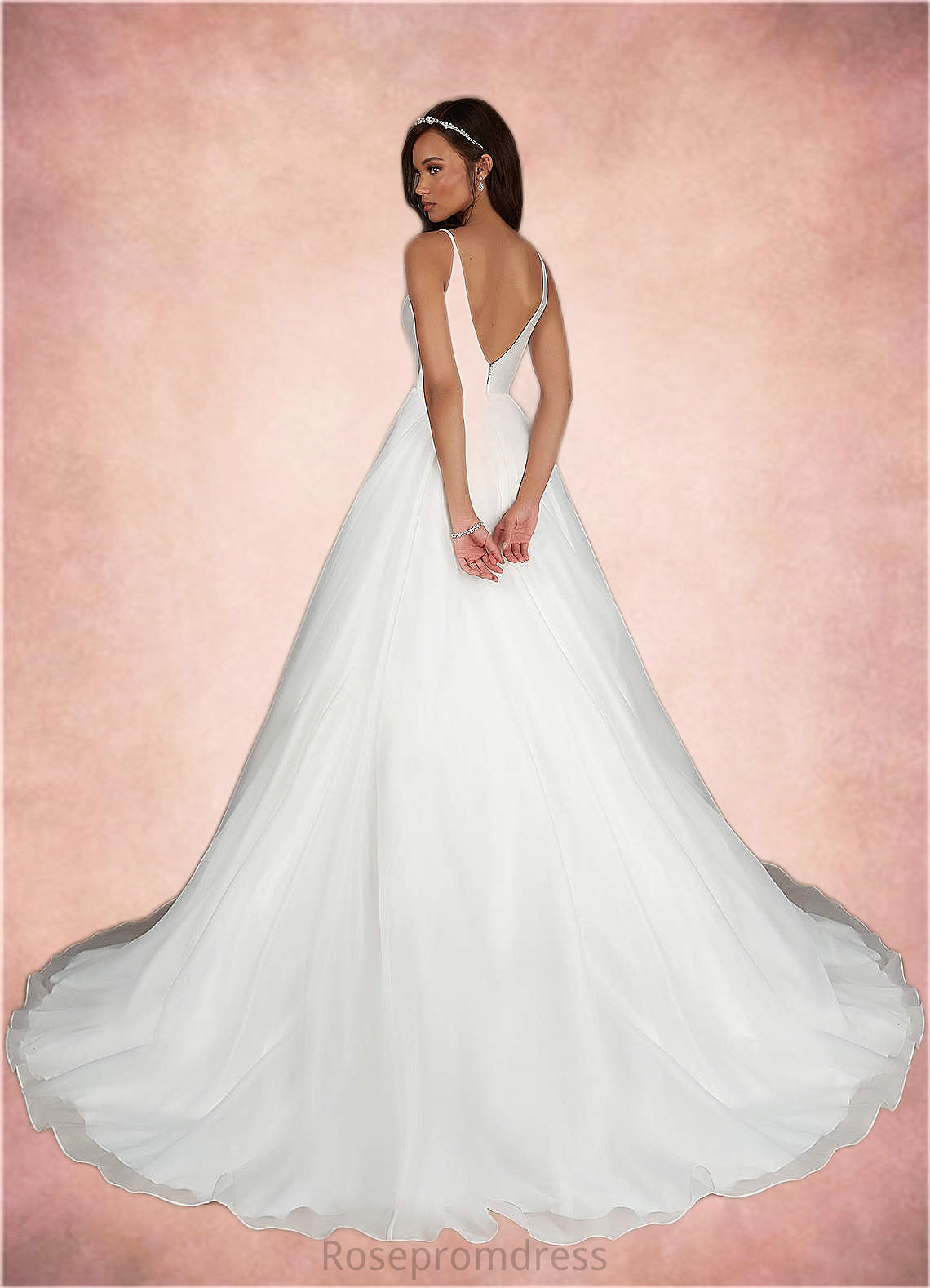 Megan A-Line Organza Chapel Train Dress SRSP0020069