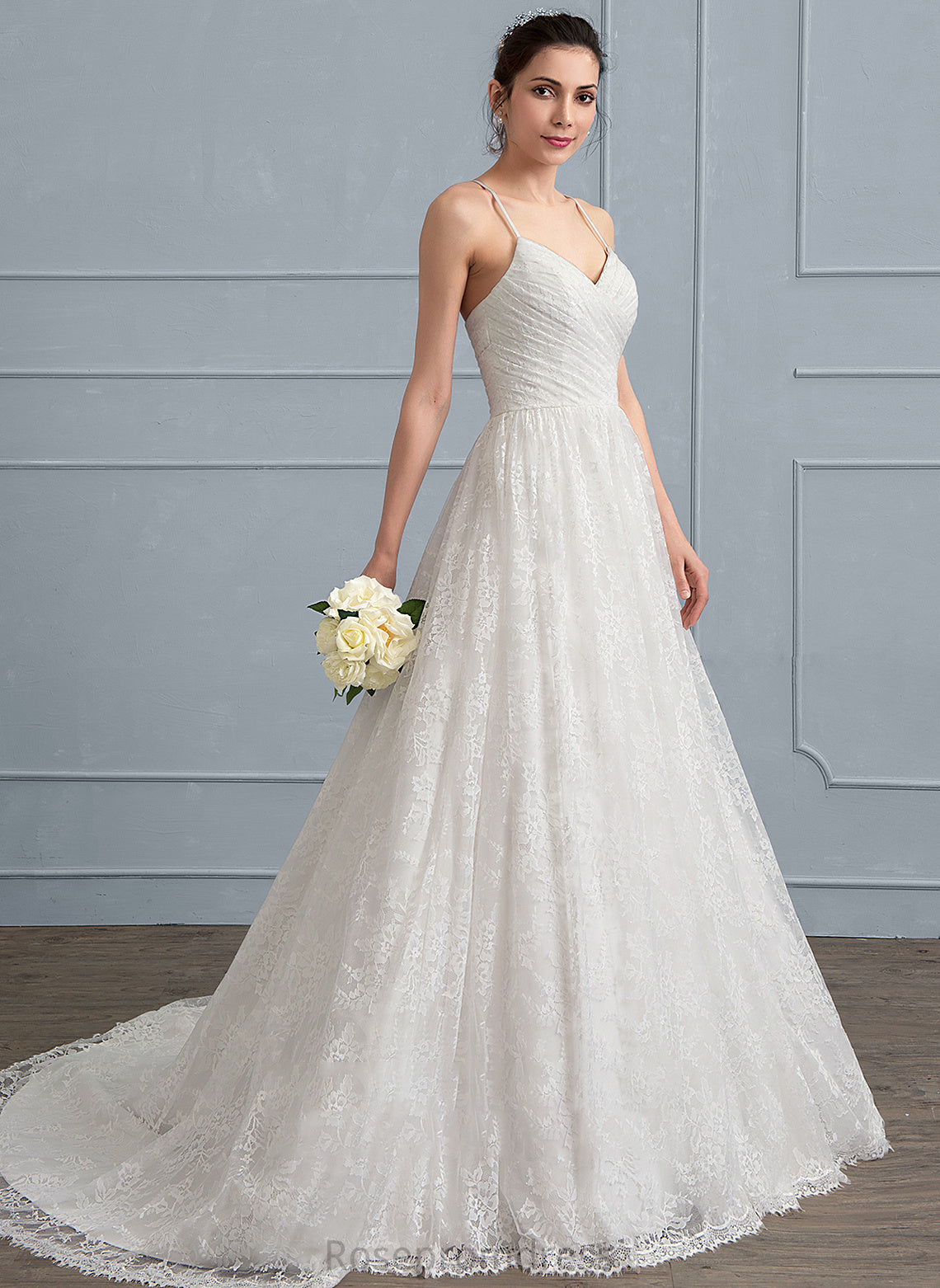 A-Line Irene Ruffle Sweetheart Wedding Dresses Dress Train With Wedding Sweep Lace