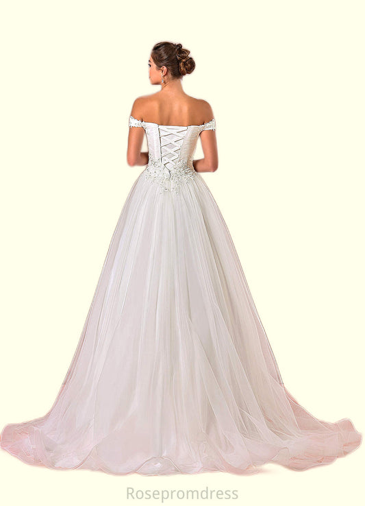 Pamela Ball-Gown Sequins Tulle Chapel Train Dress SRSP0020098