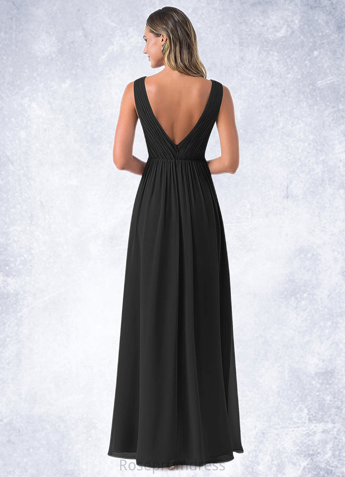 Libby A-Line Pleated Chiffon Floor-Length Dress SRSP0019618