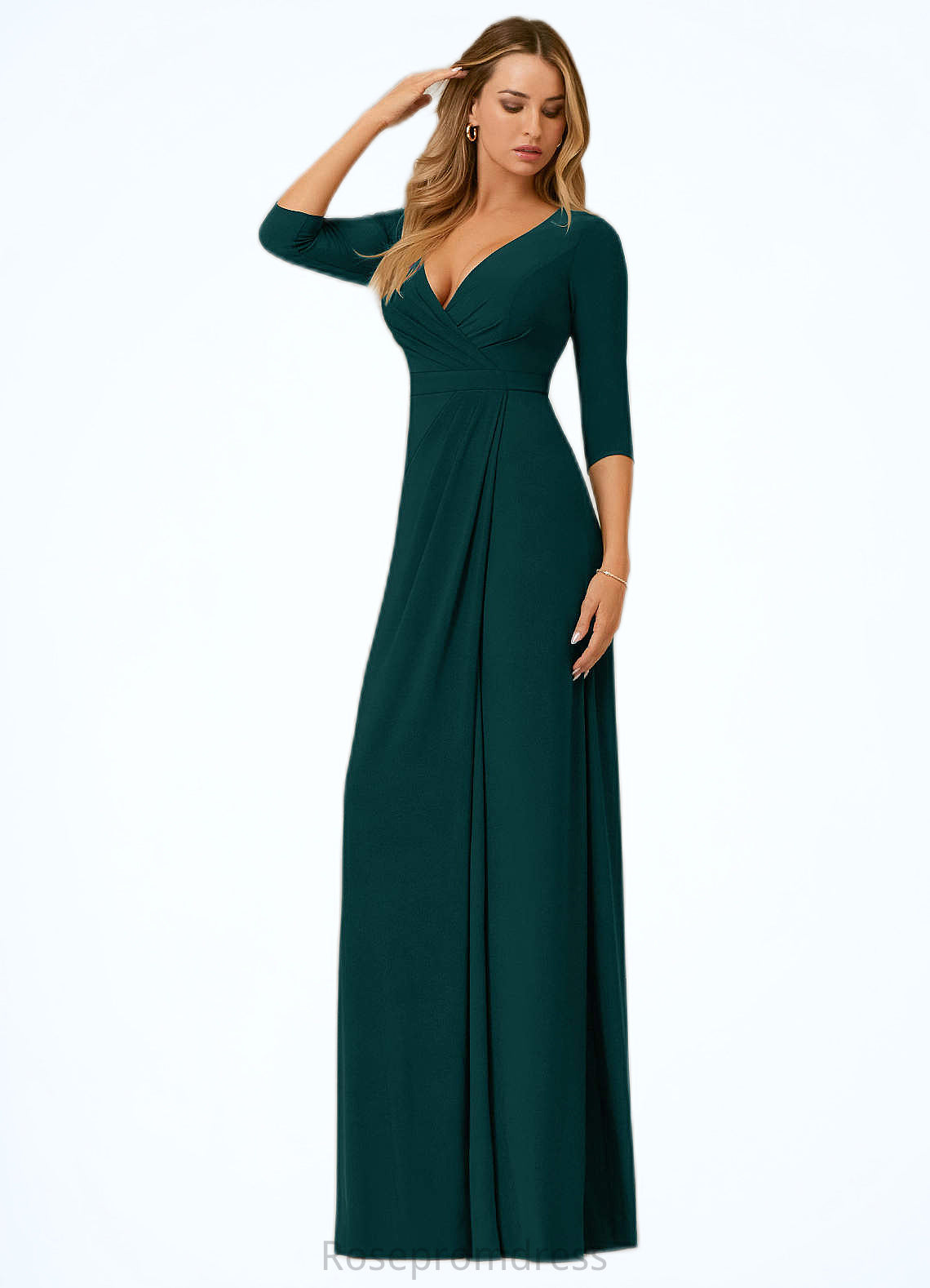 Jazlynn Sheath Pleated Luxe Knit Floor-Length Dress SRSP0019795