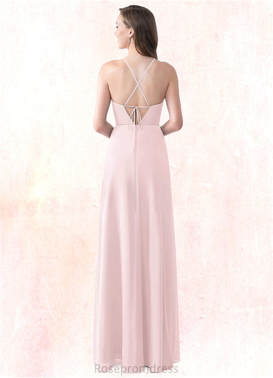 Paulina A-Line Pleated Chiffon Floor-Length Dress SRSP0019761