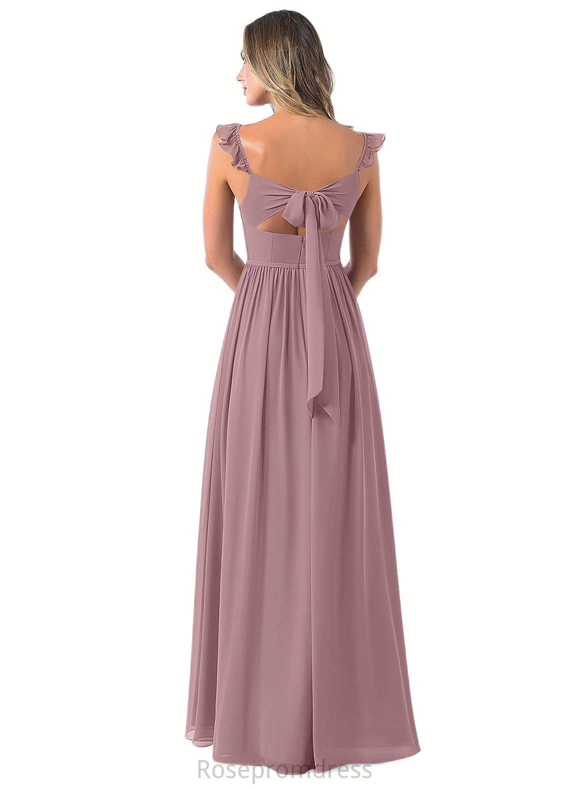 Araceli A-Line Ruched Chiffon Floor-Length Dress SRSP0019625