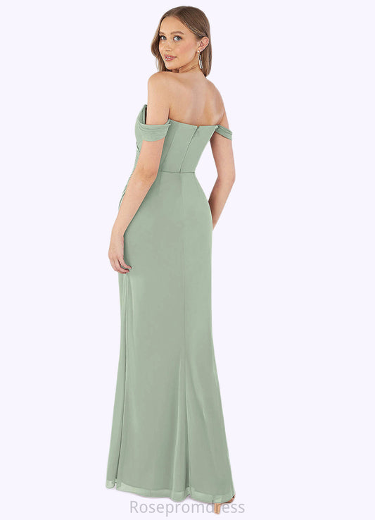 Salome Sheath Off the Shoulder Mesh Floor-Length Dress SRSP0019634