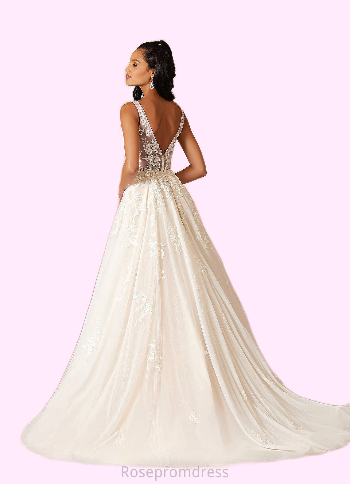 Kinsley A-Line Sequins Tulle Chapel Train Dress SRSP0020048