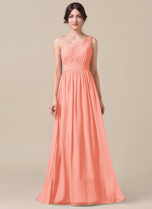 Neckline One-Shoulder Ruffle Length Fabric A-Line Silhouette Floor-Length Embellishment Destiny Natural Waist Floor Length Bridesmaid Dresses