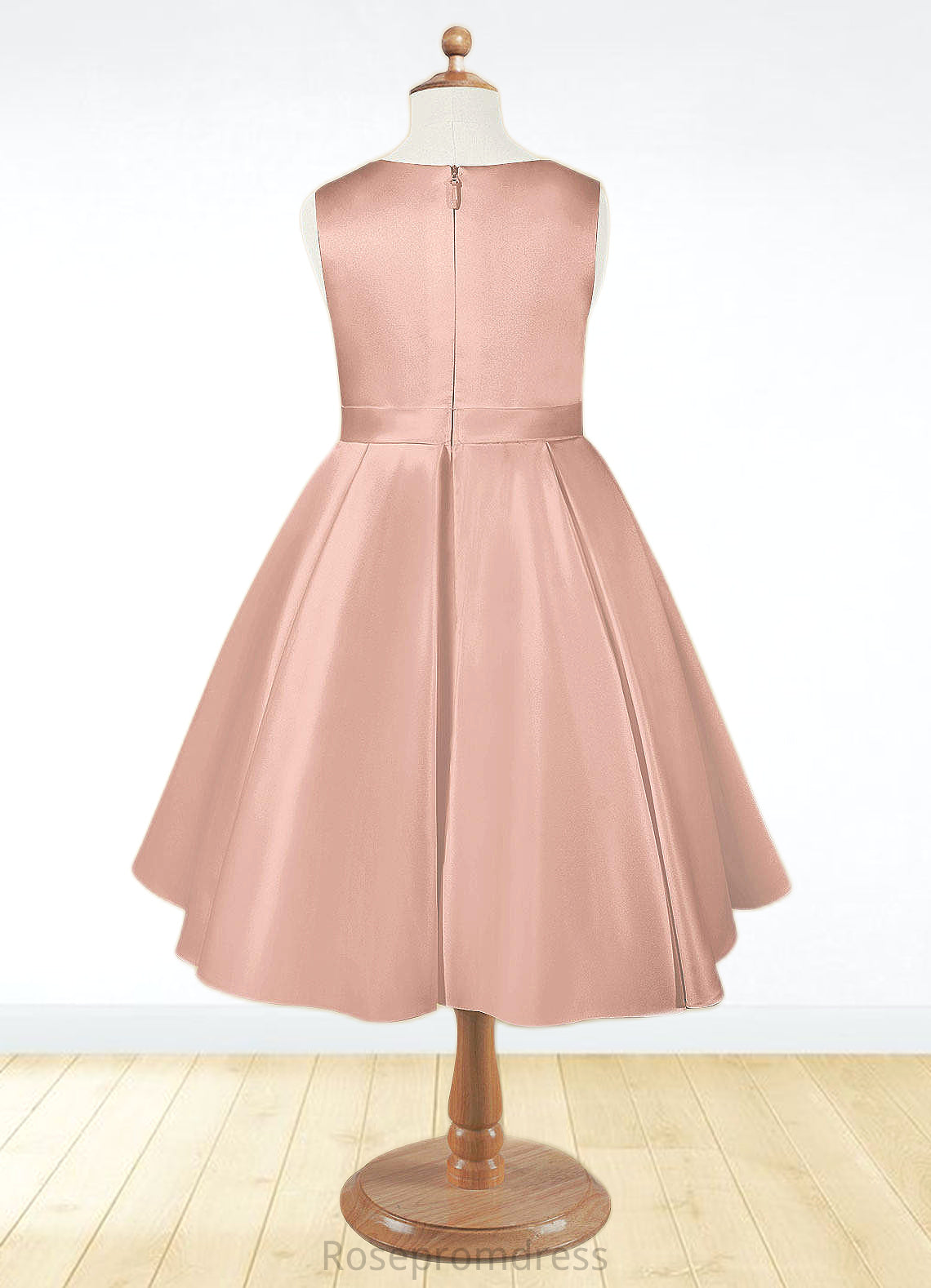 Rosa A-Line Bow Matte Satin Knee-Length Dress SRSP0020244