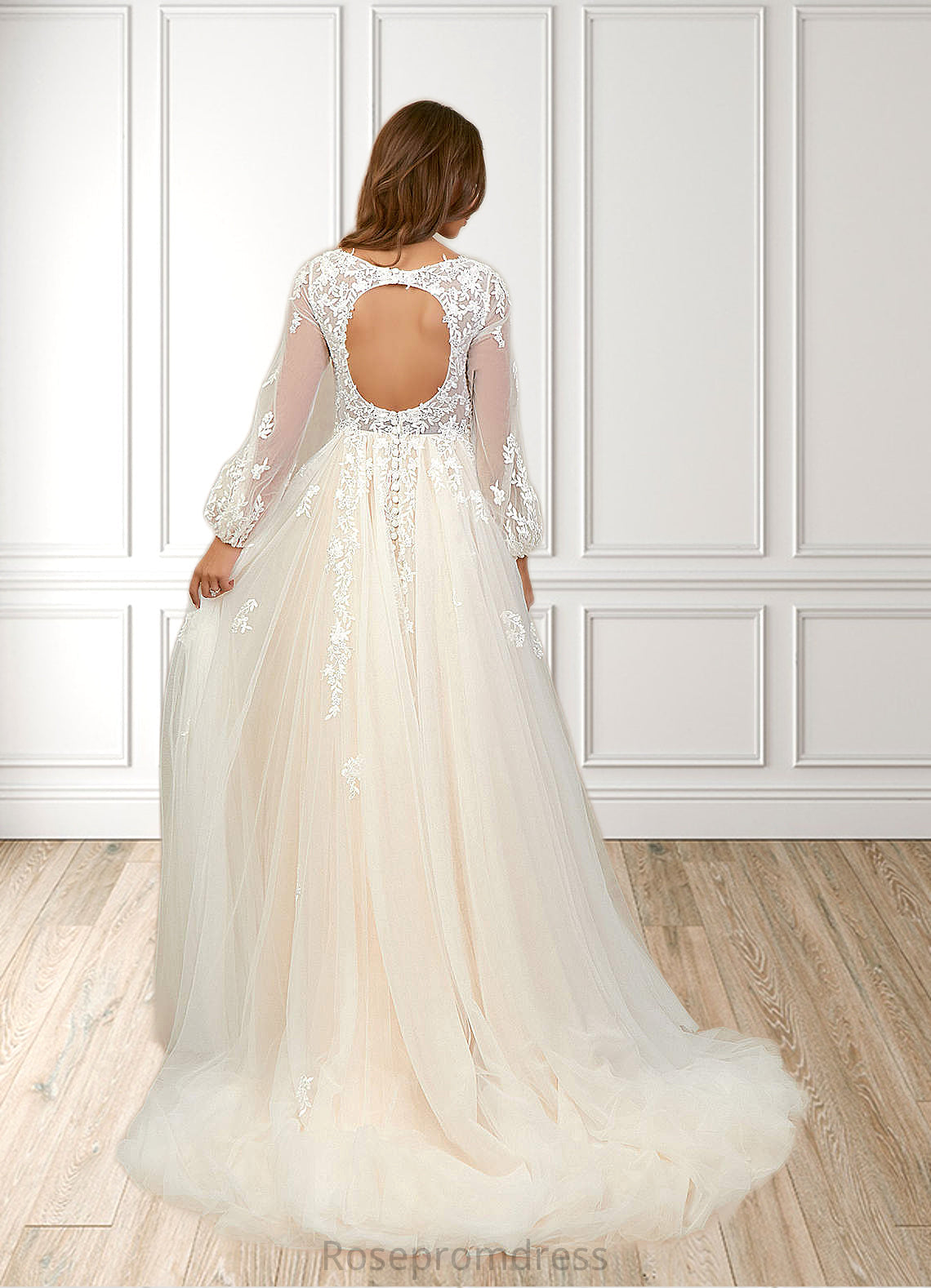 Maggie A-Line Lace Chapel Train Dress SRSP0020110