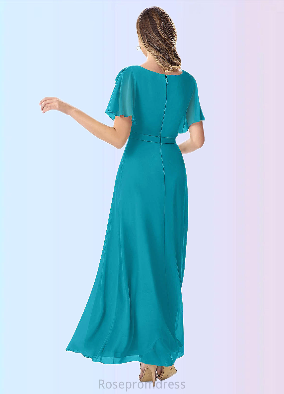 Lilith A-Line Pleated Chiffon Floor-Length Dress SRSP0019677