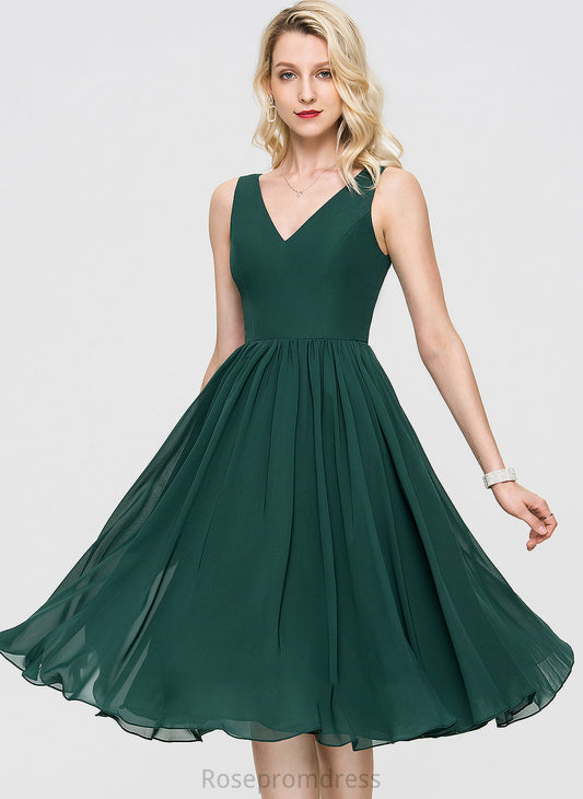 Neckline Knee-Length Silhouette V-neck Fabric Length A-Line Sleeve Kadence Bridesmaid Dresses