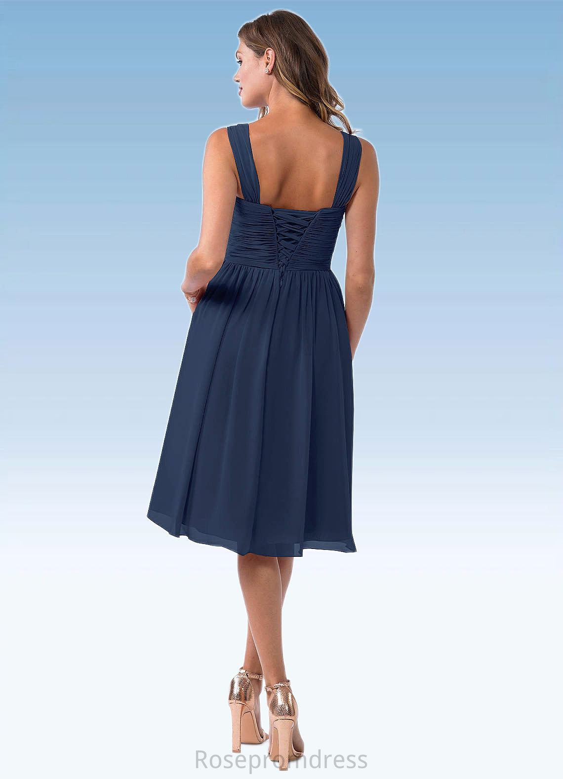 Luna A-Line Pleated Chiffon Knee-Length Dress SRSP0019668