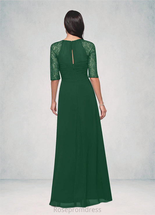 Norma A-Line Lace Chiffon Floor-Length Dress SRSP0019876