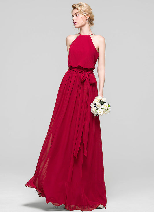 Neckline Fabric Silhouette A-Line Length Bow(s) Embellishment Floor-Length ScoopNeck Thelma A-Line/Princess One Shoulder Bridesmaid Dresses