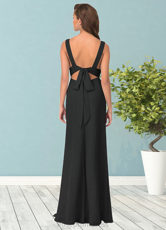 Polly A-Line Pleated Chiffon Floor-Length Dress SRSP0019626