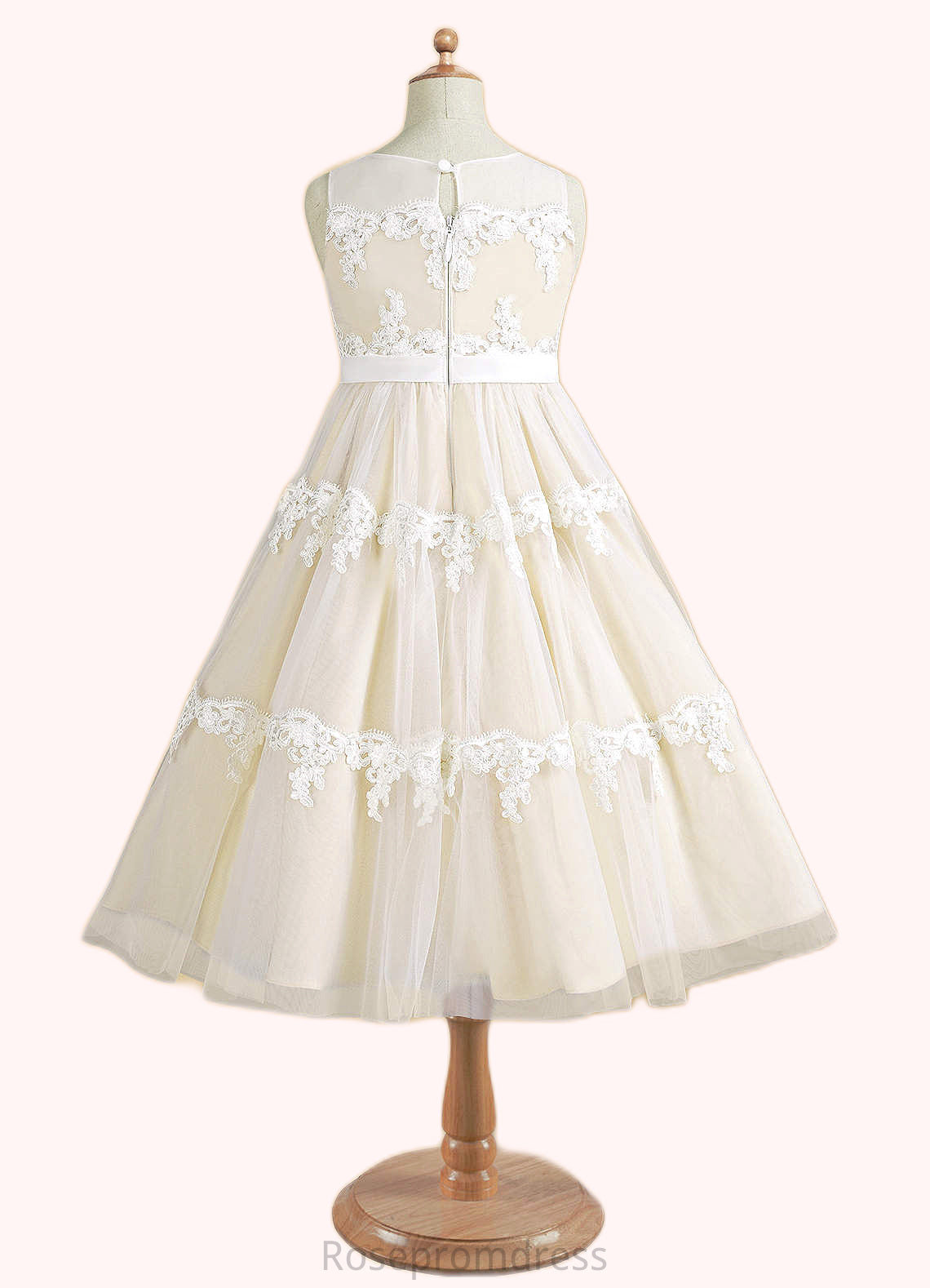 Natalie A-Line Lace Tulle Tea-Length Dress SRSP0020249