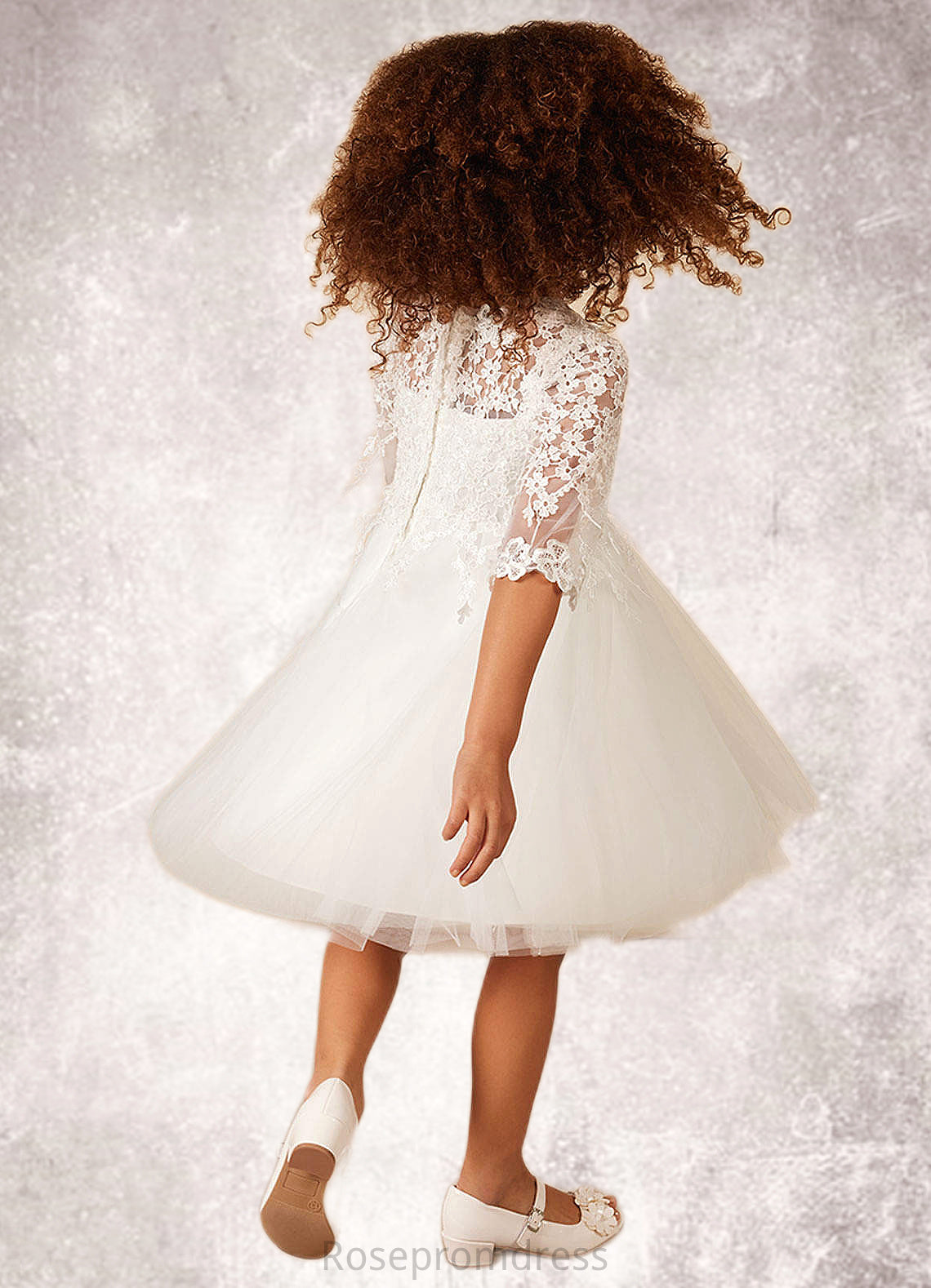 Tamia Ball-Gown Lace Tulle Knee-Length Dress SRSP0020241