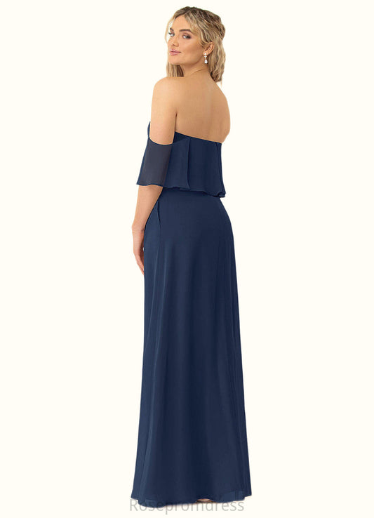 Peyton A-Line Off the Shoulder Chiffon Floor-Length Dress SRSP0019762