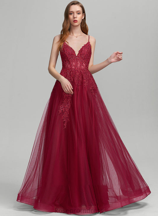 Prom Dresses Maisie V-neck Ball-Gown/Princess Floor-Length Sequins With Tulle Beading