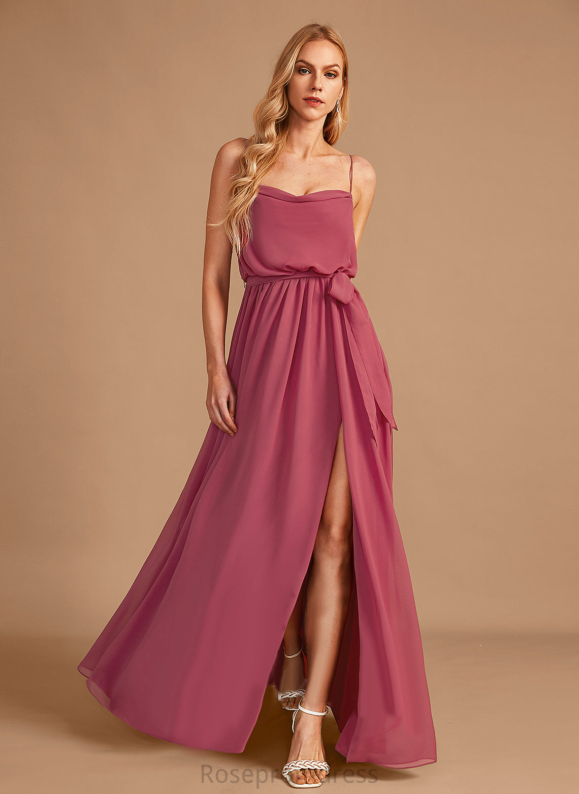 Cowl Fabric Silhouette Neckline Floor-Length A-line Length Straps&Sleeves Elisabeth Bridesmaid Dresses