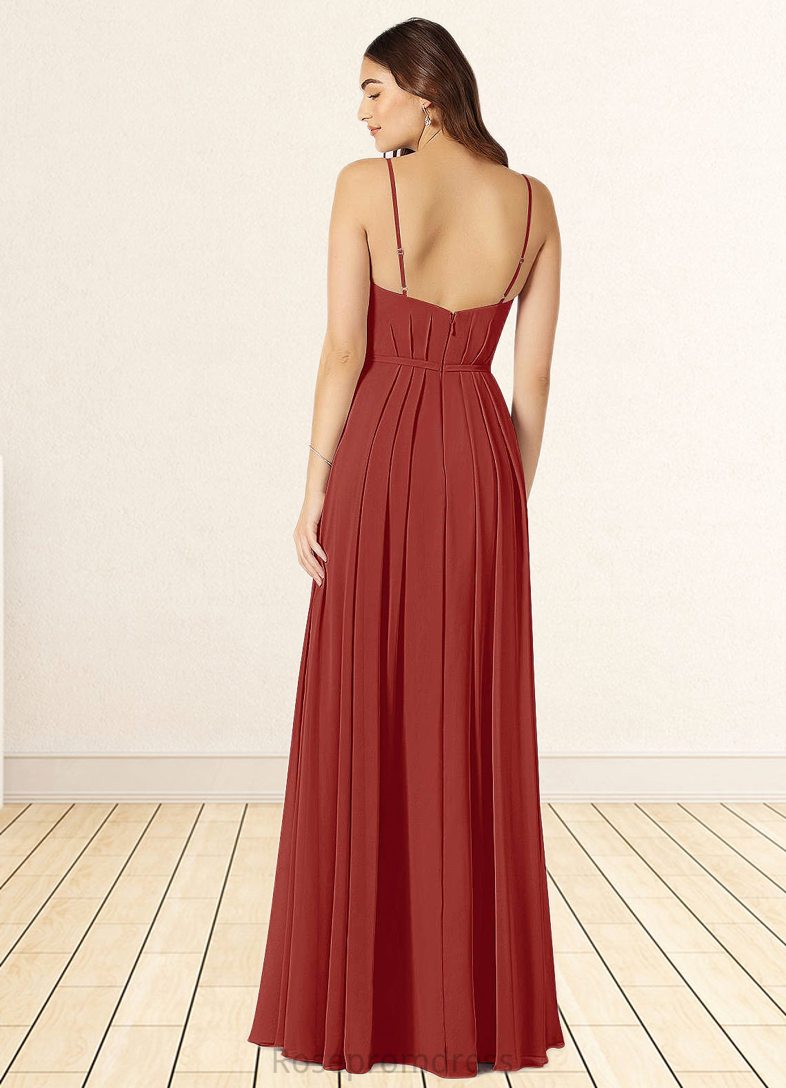 Gianna A-Line Pleated Chiffon Floor-Length Dress SRSP0019695