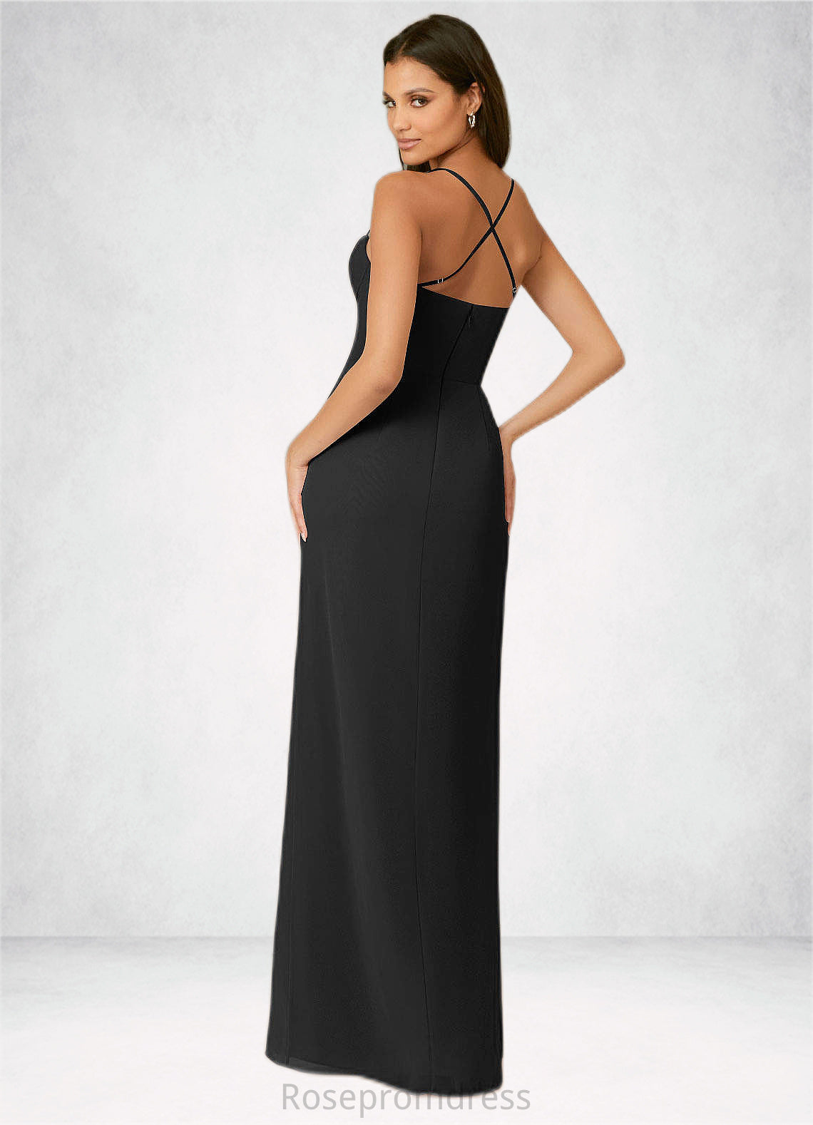 Kiley Cowl Ruffle Chiffon Column Dress SRSP0019663