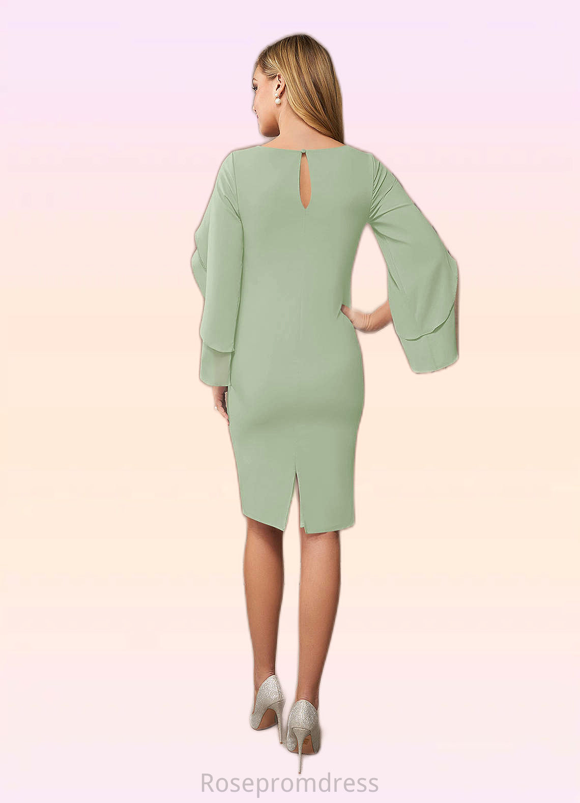 Samara Sheath Ruched Stretch Chiffon Knee-Length Dress SRSP0019895