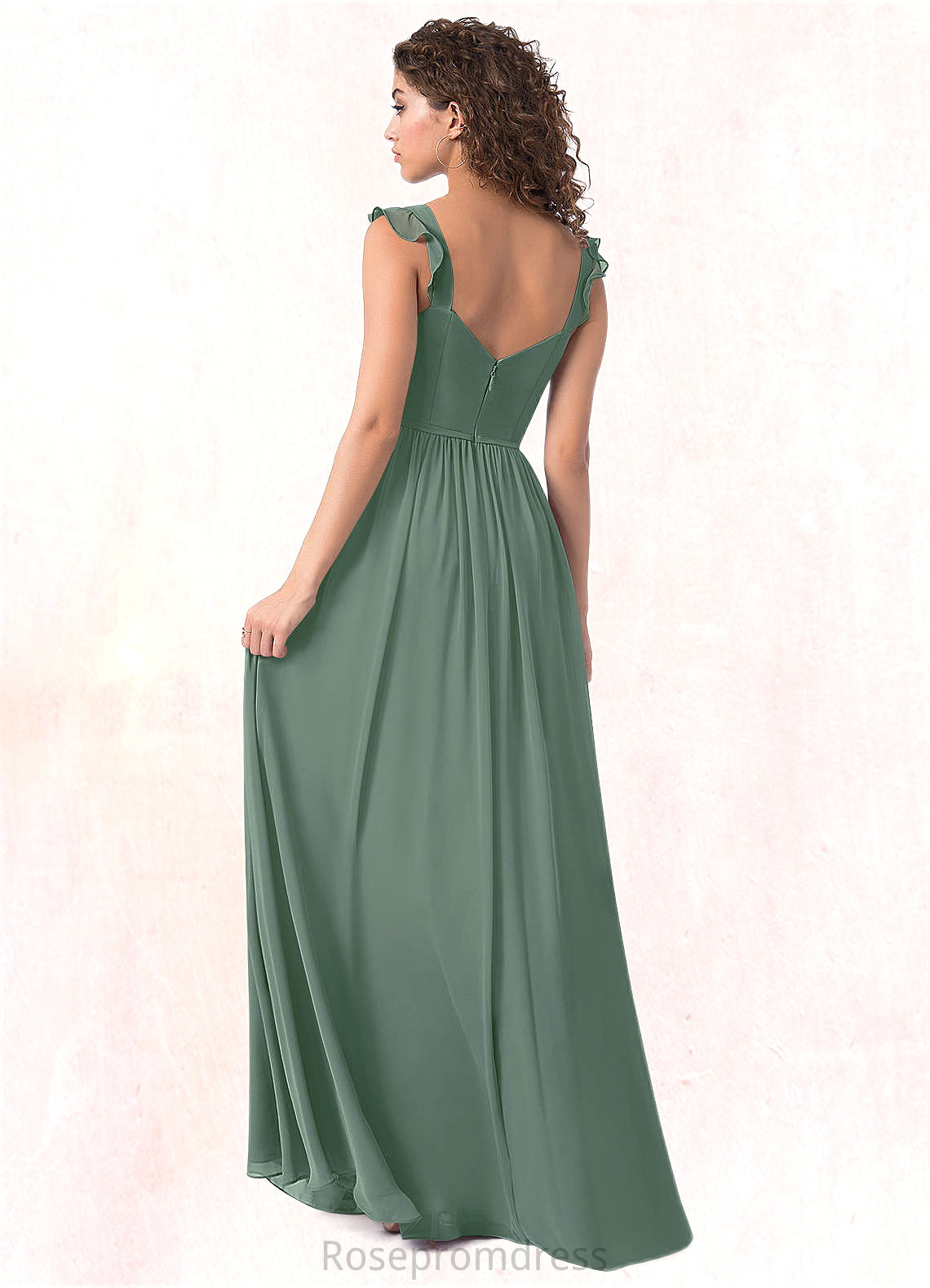 Ashly A-Line Ruched Chiffon Floor-Length Dress SRSP0019665